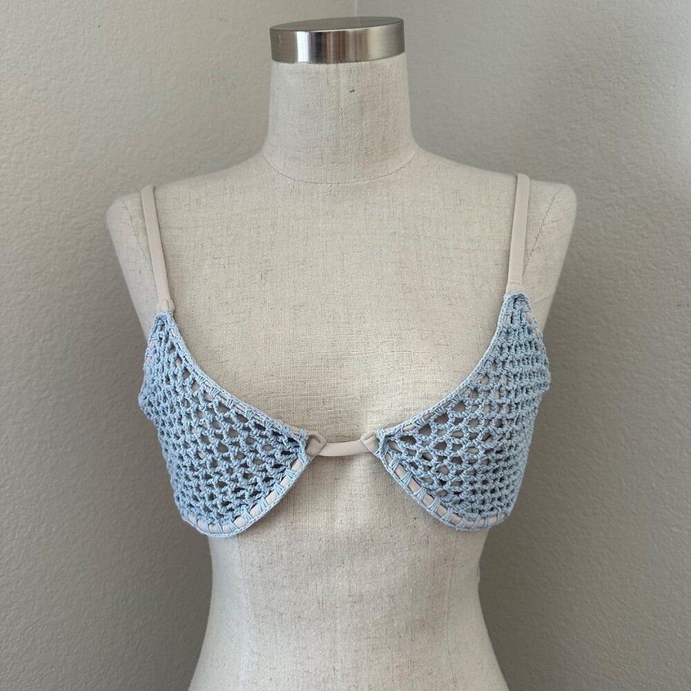 Kohela Swim Club Crochet Two Piece Bikini Swimsuit Blue Color Sz M/L